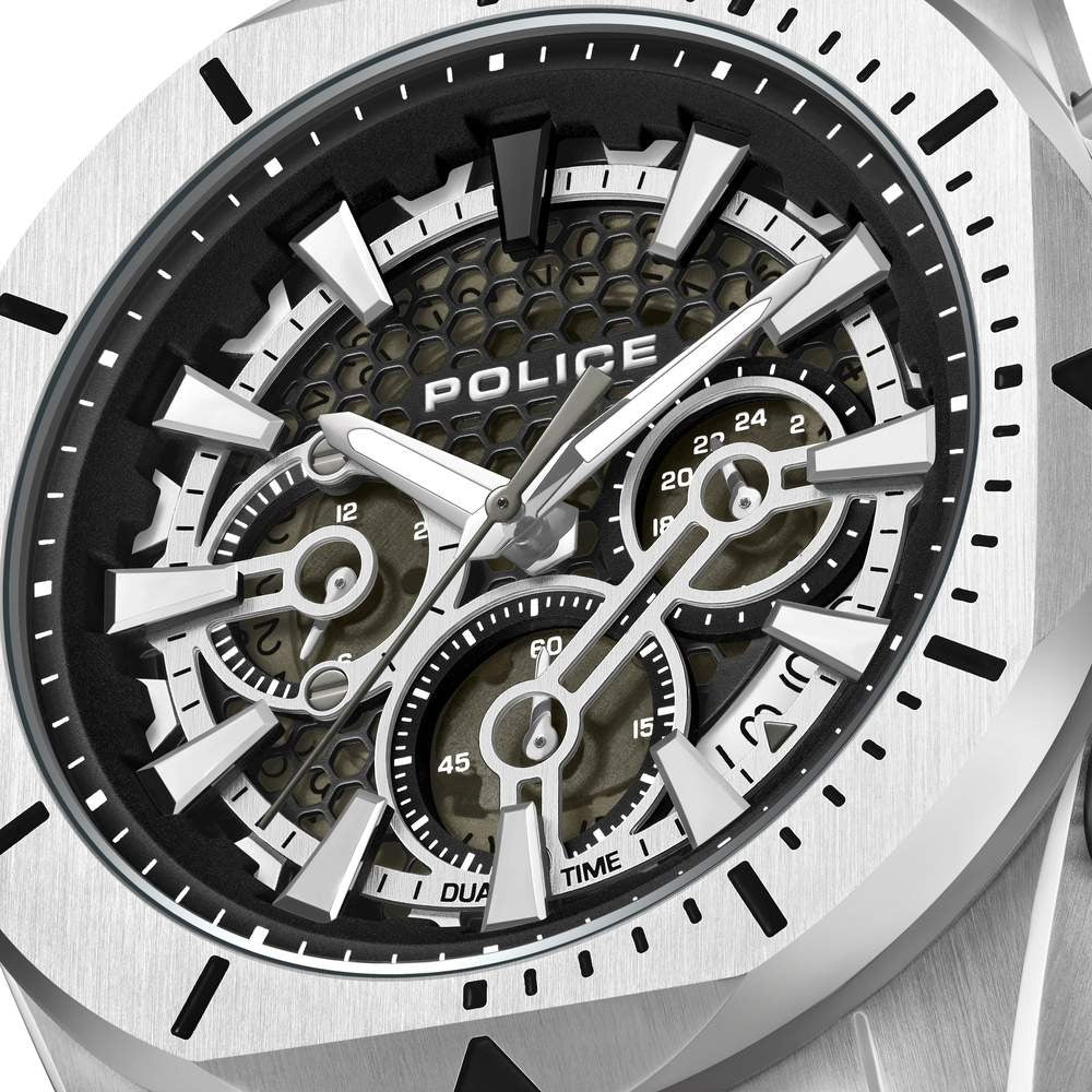 Police Multifunction Green Dial Leather Strap Watch For Men