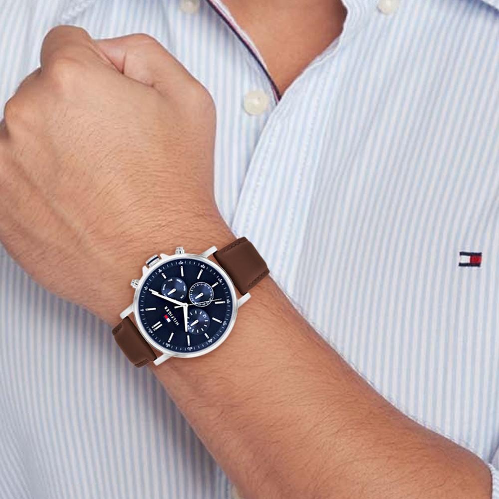 Tommy Hilfiger Quartz Multifunction Blue Leather Strap for Men