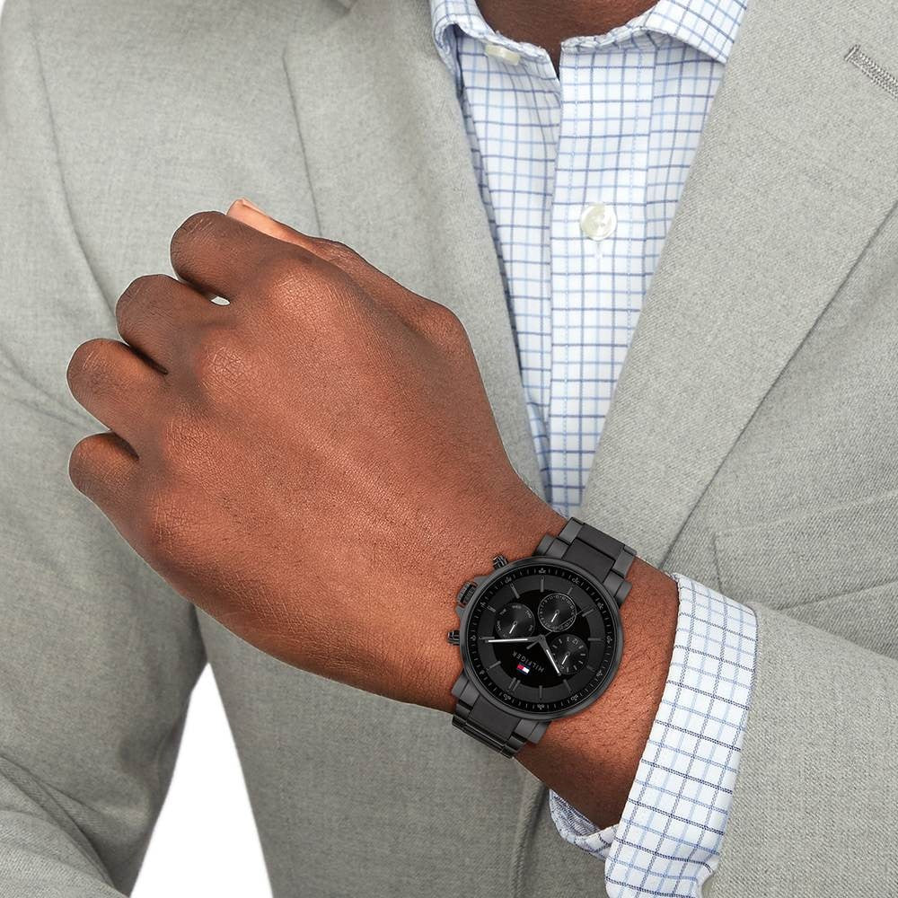 Tommy Hilfiger Multifunction Black Stainless Steel Strap for Men
