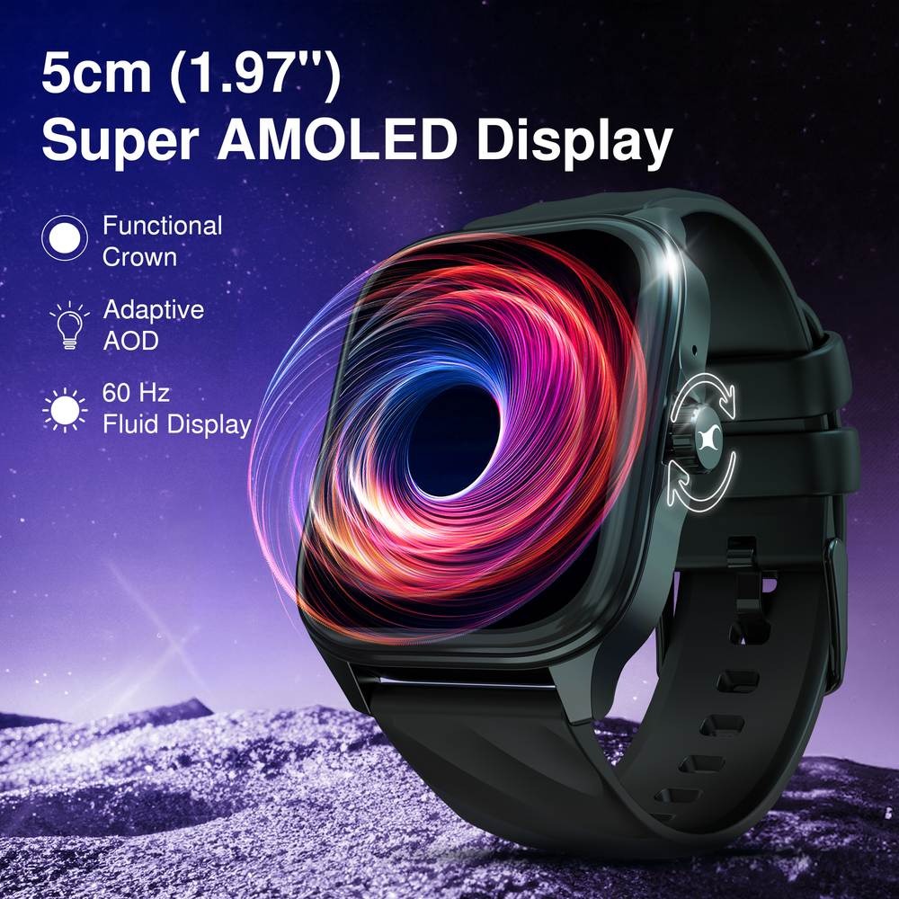 Fastrack New Astor FS1 PRO Smartwatch, Large Super AMOLED Display 5 CM AOD, NextGen Chipset lag Free & Fast Experience