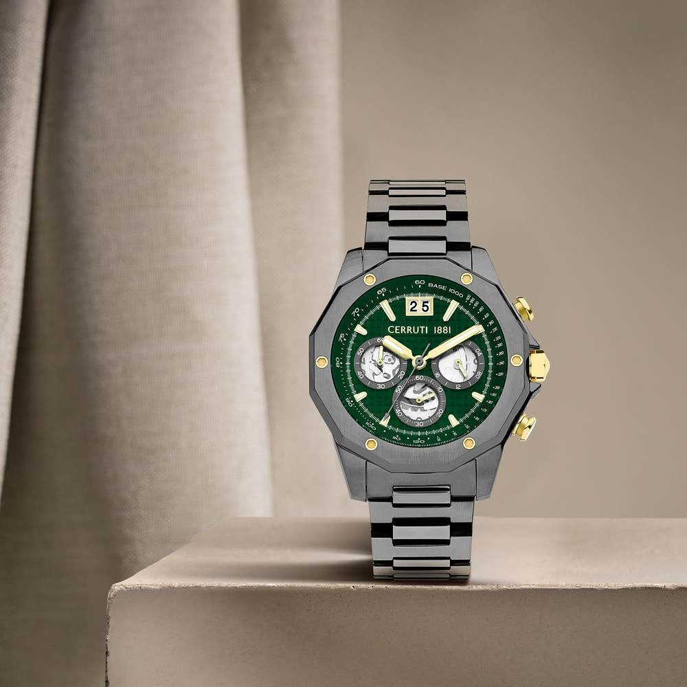 Cerruti 1881 Green Dial Stainless Steel Strap Watch for Men