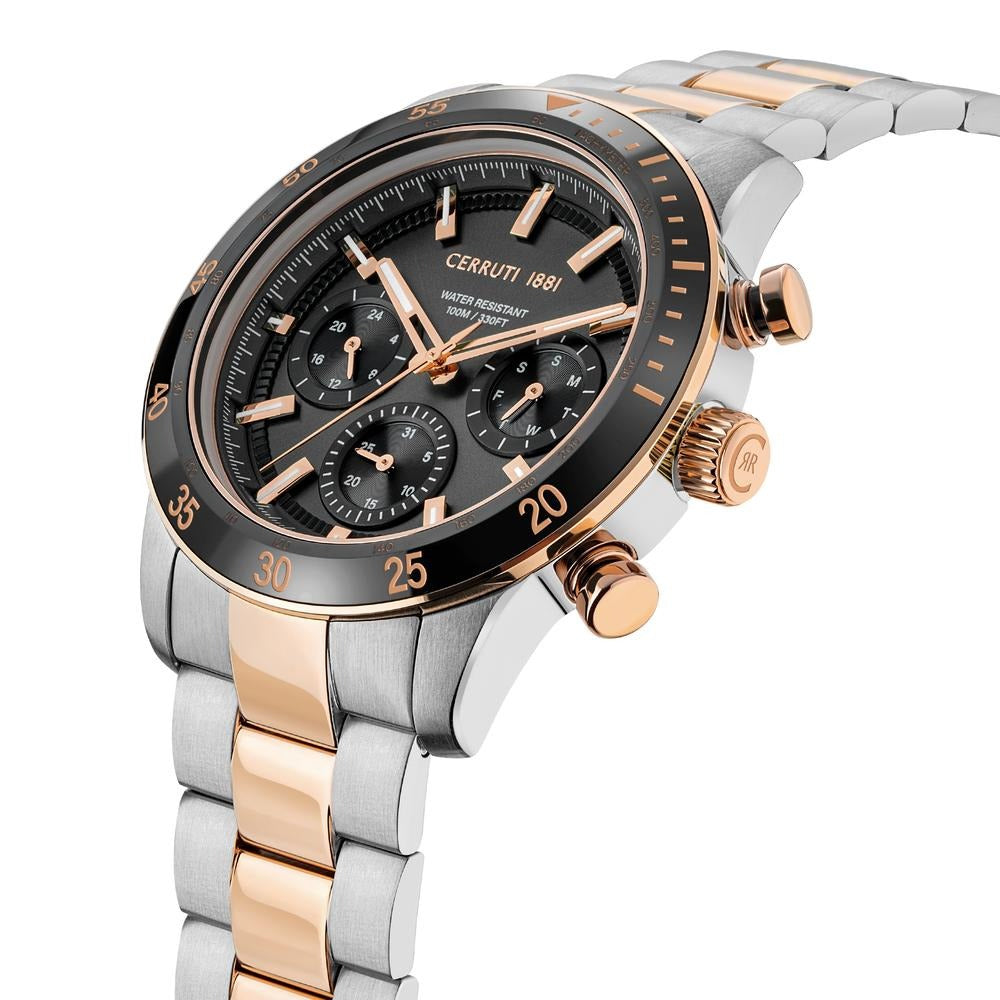 Cerruti 1881 Black Dial Stainless Steel Strap Watch for Men