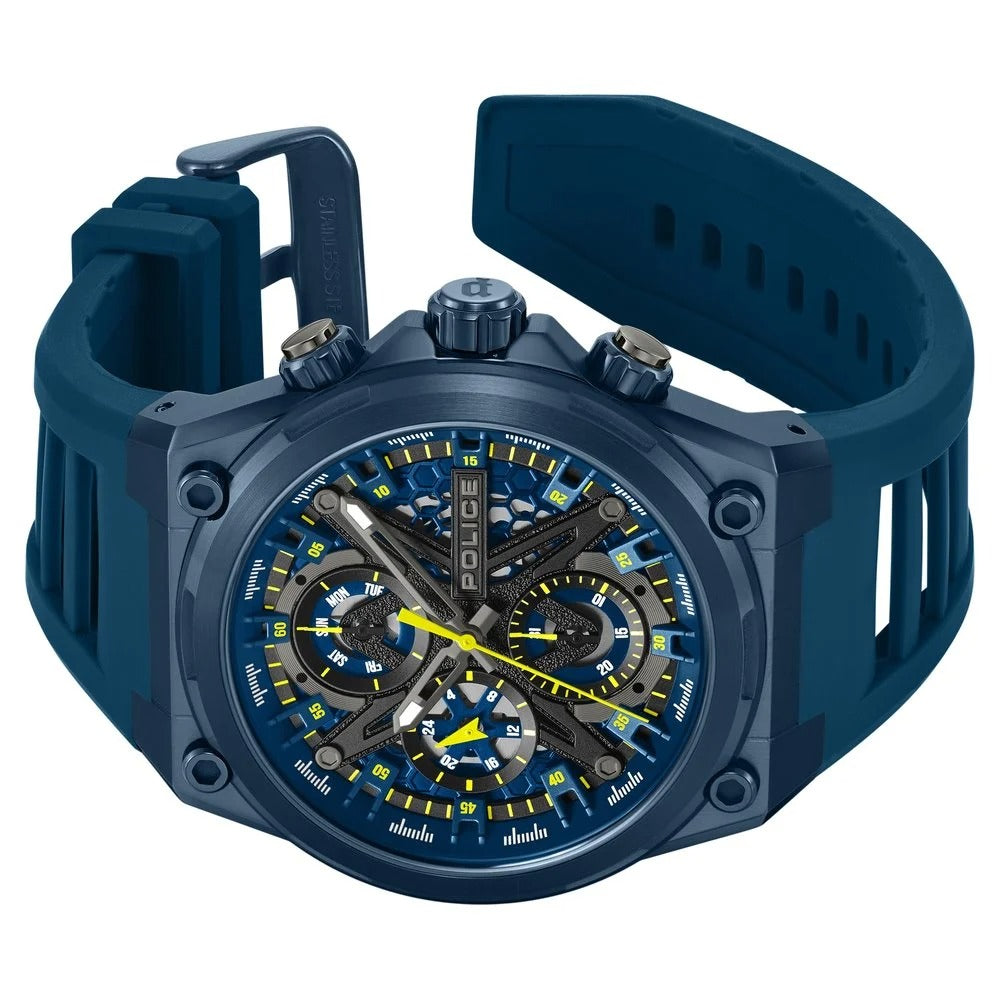 Police Men's Sonic KL Rahul Edition Multifunction Watch with BlueÂ Silicone Strap