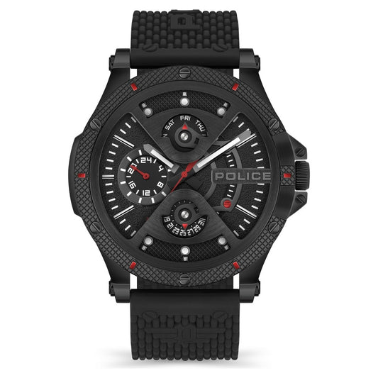 Police Quartz Multifunction Black Dial Silicone Strap Watch for Men