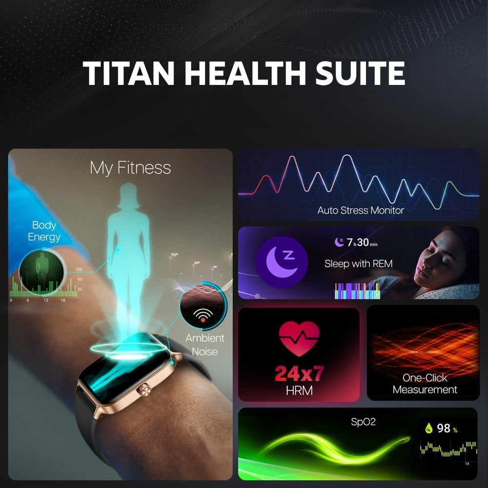 Titan Traveller with 4.52 cm AMOLED Display, BT Calling, India's First FitVerse Smartwatch with Blue Leather Strap