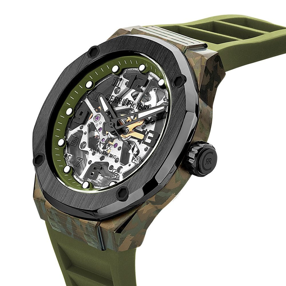 Cerruti 1881 Green Dial Silicone Strap Watch for Men