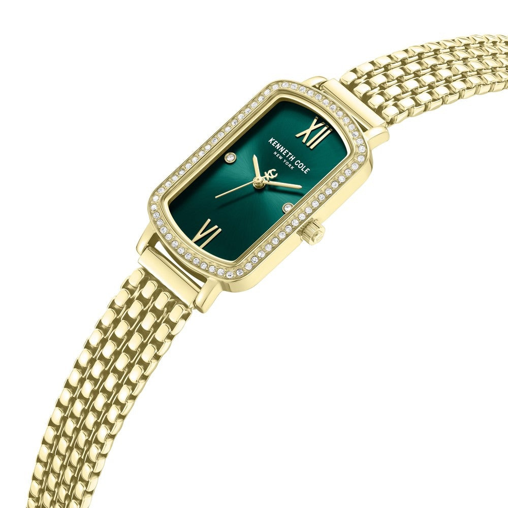 Kenneth Cole Quartz Analog Green Dial Golden Colour Stainless Steel Strap Watch For Women