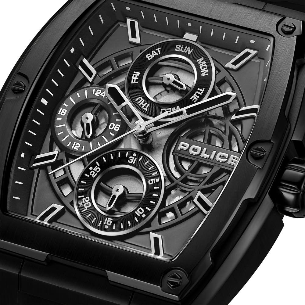 Police Quartz Multifunction Grey Dial Black Silicone Strap Watch for Men