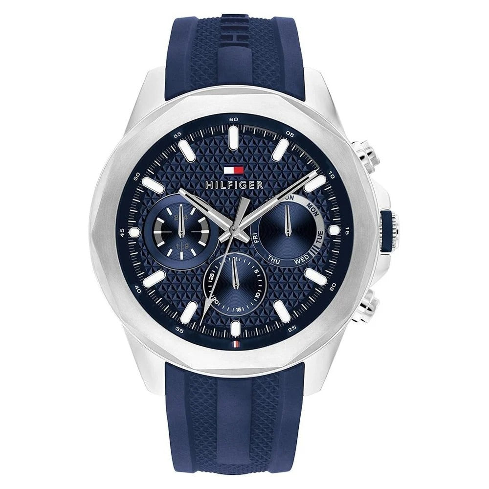 Tommy Hilfiger Quartz Multifunction Blue Dial Blue Silicone Strap Watch For Men