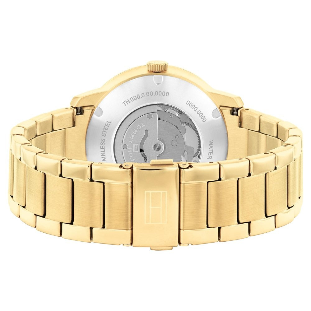 Tommy Hilfiger Automatic Green Dial Golden Color Stainless Steel Strap Watch For Men