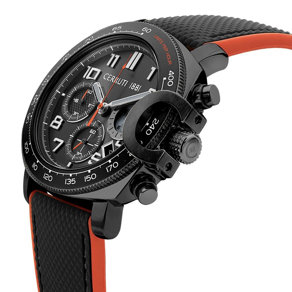 Cerruti 1881 Black Dial Silicone Strap Watch for Men