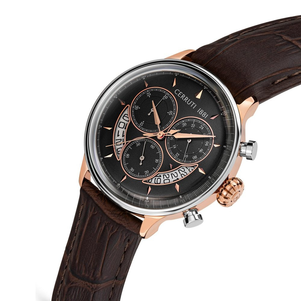 Cerruti 1881 Brown Dial Leather Strap Watch for Men