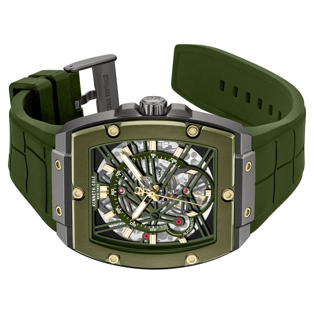 Kenneth Cole Automatic Green Dial Green Colour Silicone Strap Watch For Men