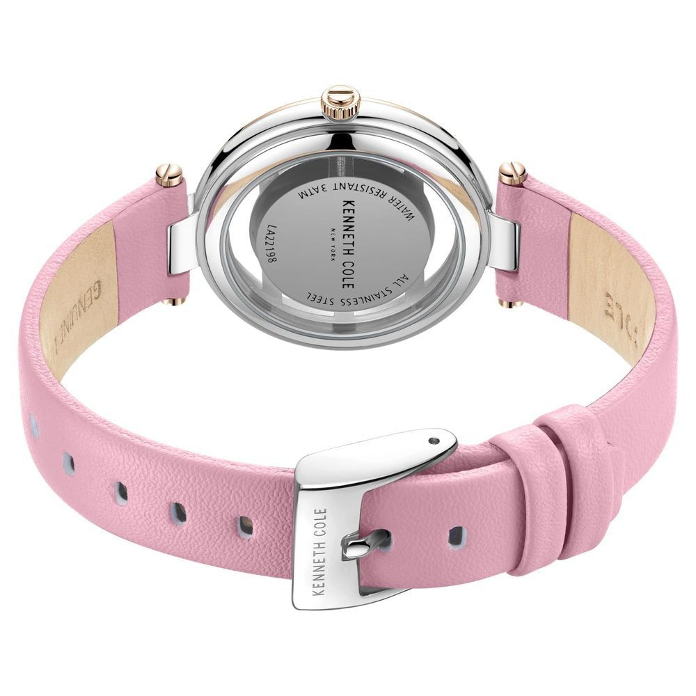 Kenneth Cole Quartz Analog Rose Gold Round Dial Pink Leather Strap Watch For Women