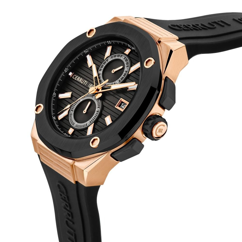 Cerruti 1881 Black Dial Silicone Strap Watch for Men