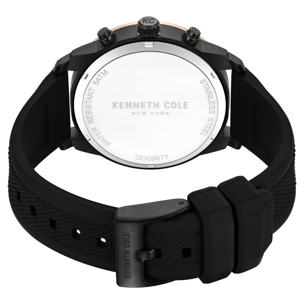 Kenneth Cole Quartz Multifunction Black Dial Black Colour Silicone Strap Watch For Men