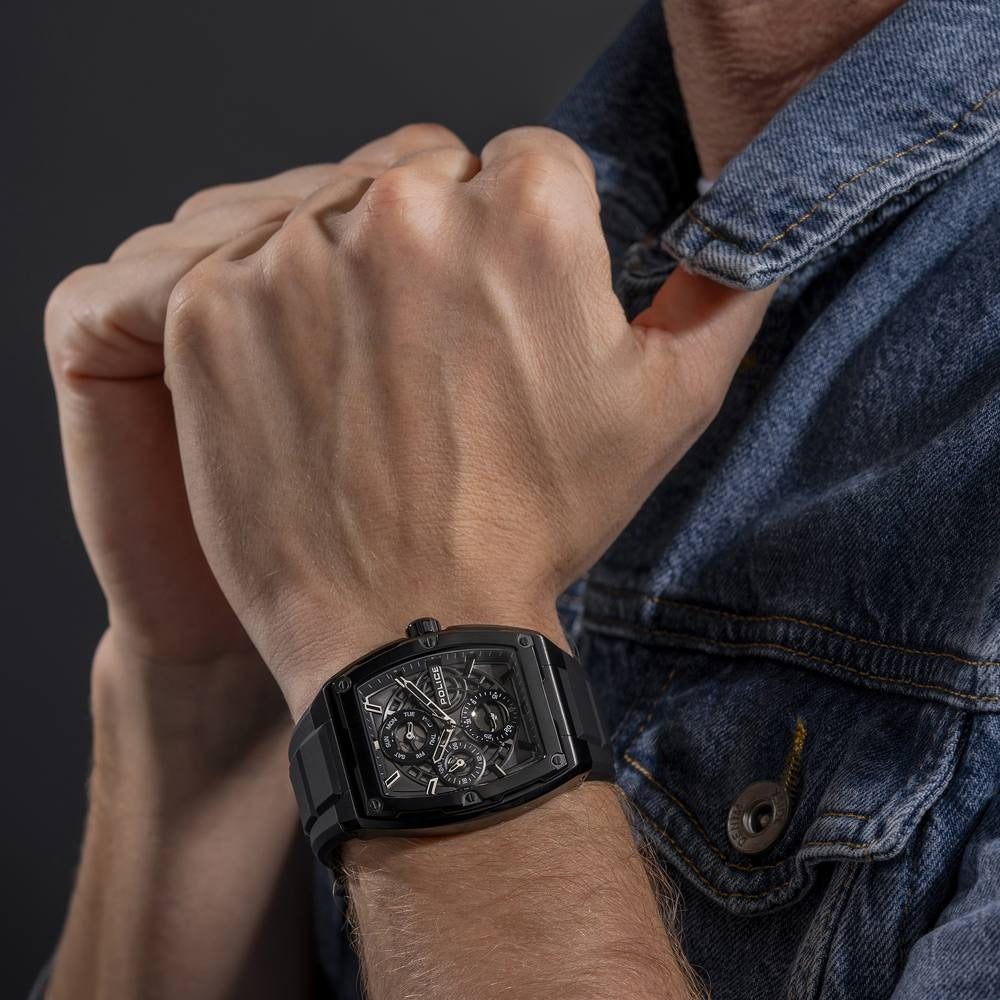 Police Quartz Multifunction Grey Dial Black Silicone Strap Watch for Men