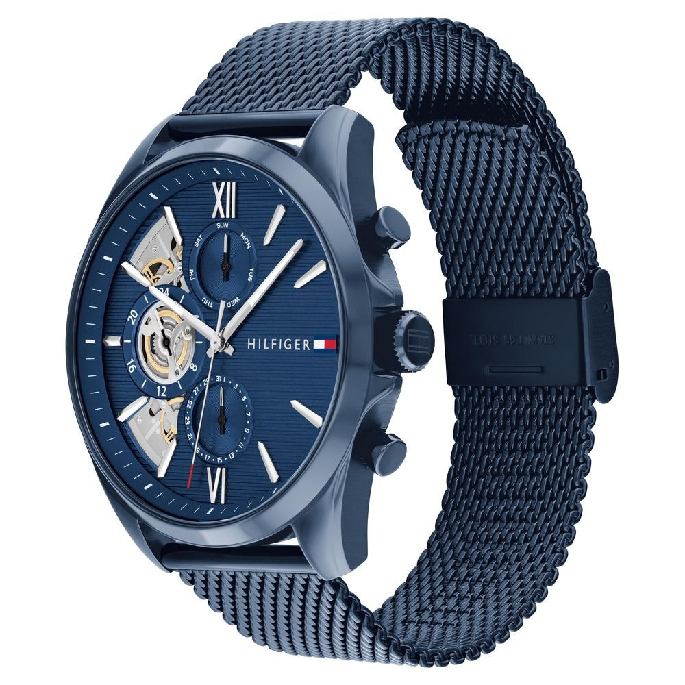 Tommy Hilfiger Multifunction Blue Dial Blue Color Stainless Steel Strap Watch For Men
