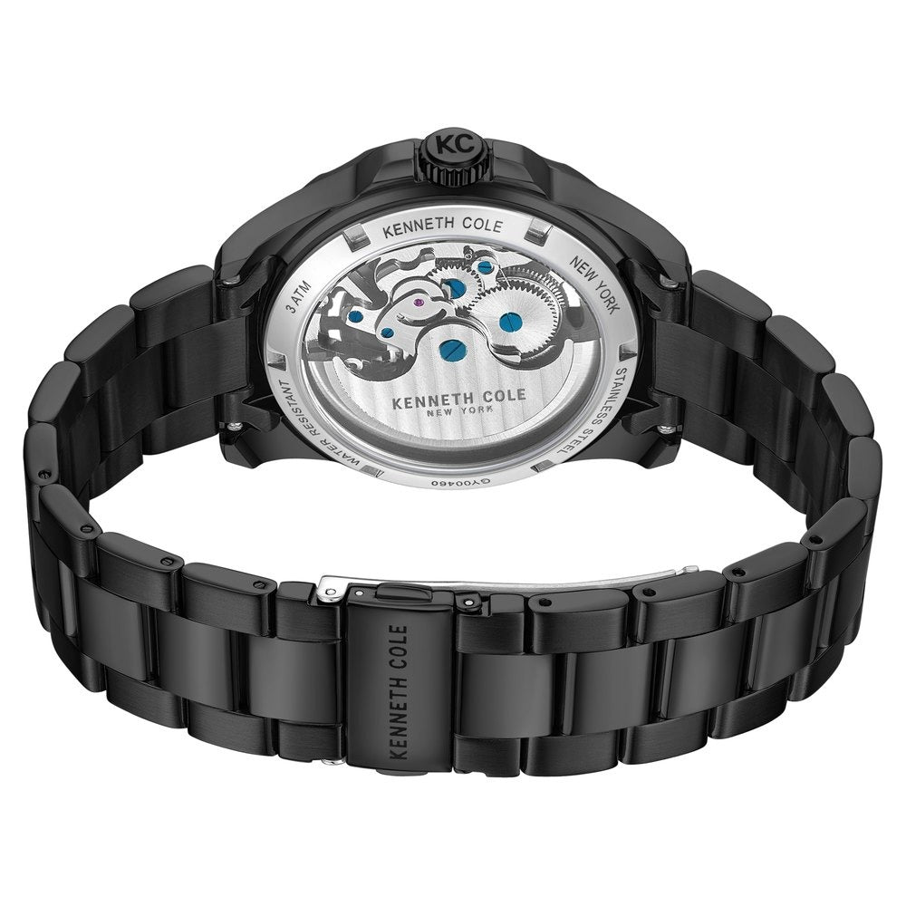 Kenneth Cole Automatic Black Dial With Black Stainless Steel Strap Watch For Men
