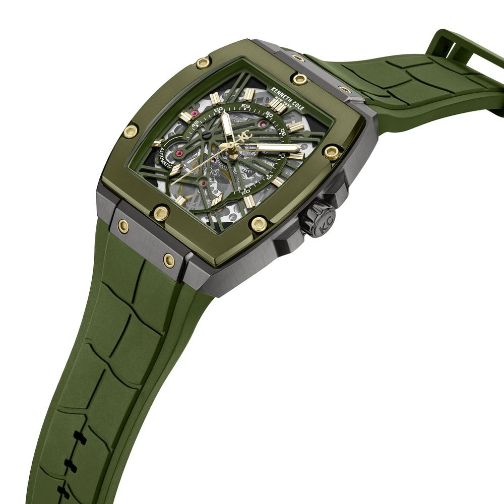 Kenneth Cole Automatic Green Dial Green Colour Silicone Strap Watch For Men
