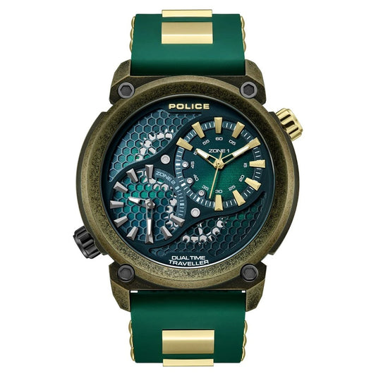 Police Quartz Analog Black Dial Green Colour Silicone Strap Watch For Men