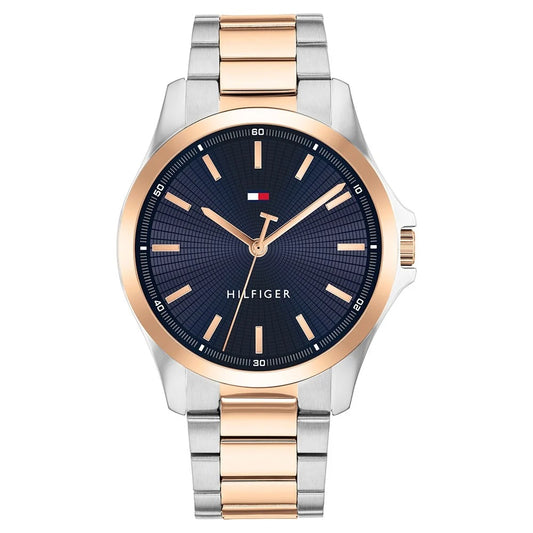 Tommy Hilfiger Quartz Analog Blue Dial Two Toned Stainless Steel Strap Watch For Men