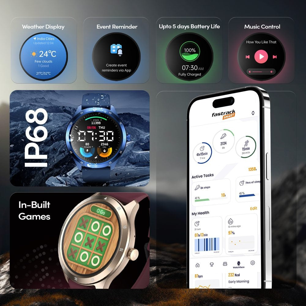 Fastrack Jupiter R2 Smartwatch comes with 3.50 cm Ultra VU TFT Display with 240*240 Pixel Resolution, AI Voice Assistant
