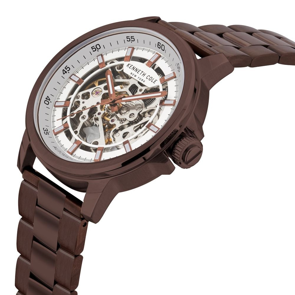 Kenneth Cole Automatic Silver Dial Leather Strap Watch for Men