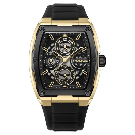 Police Quartz Multifunction Black Dial Black Silicone Strap Watch for Men