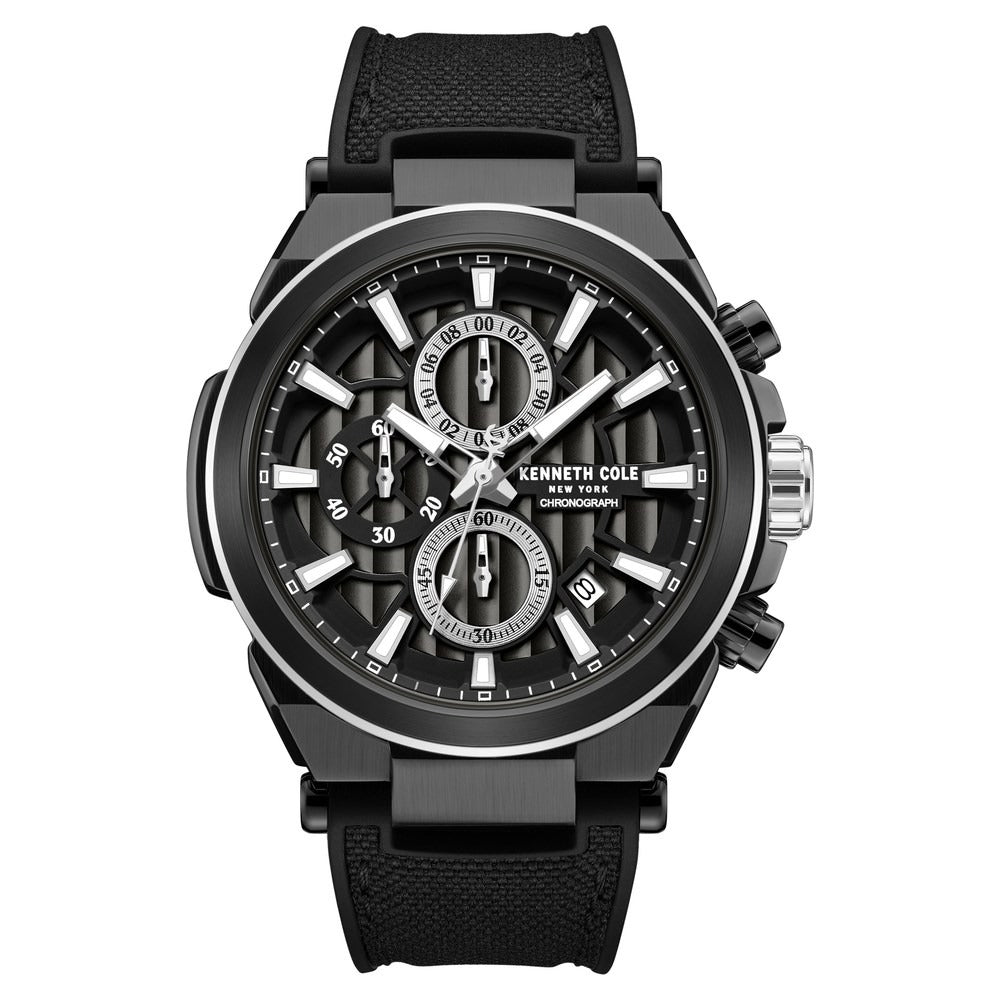 Kenneth Cole Quartz Multifunction Black Dial Black Colour Silicone Strap Watch For Men