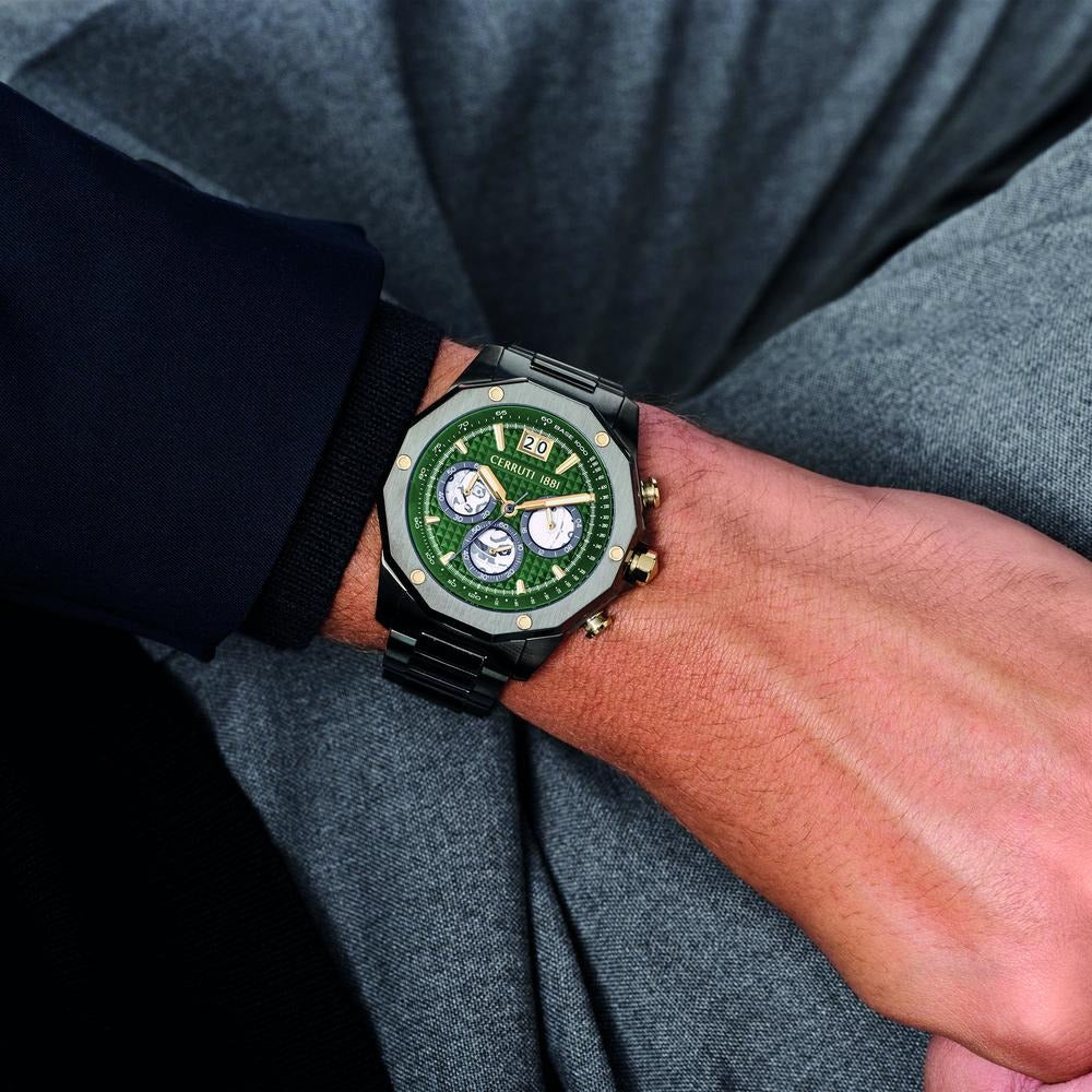Cerruti 1881 Green Dial Stainless Steel Strap Watch for Men