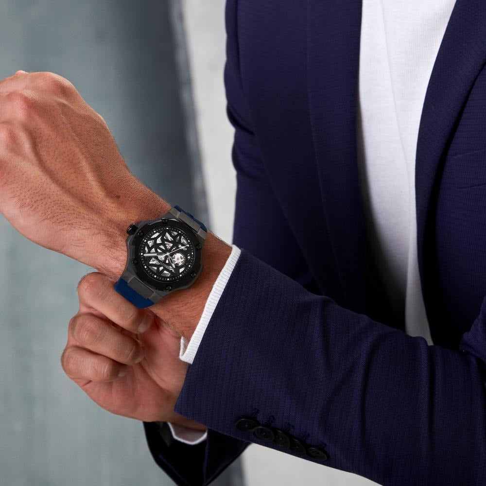 Cerruti 1881 Black Dial Silicone Strap Watch for Men