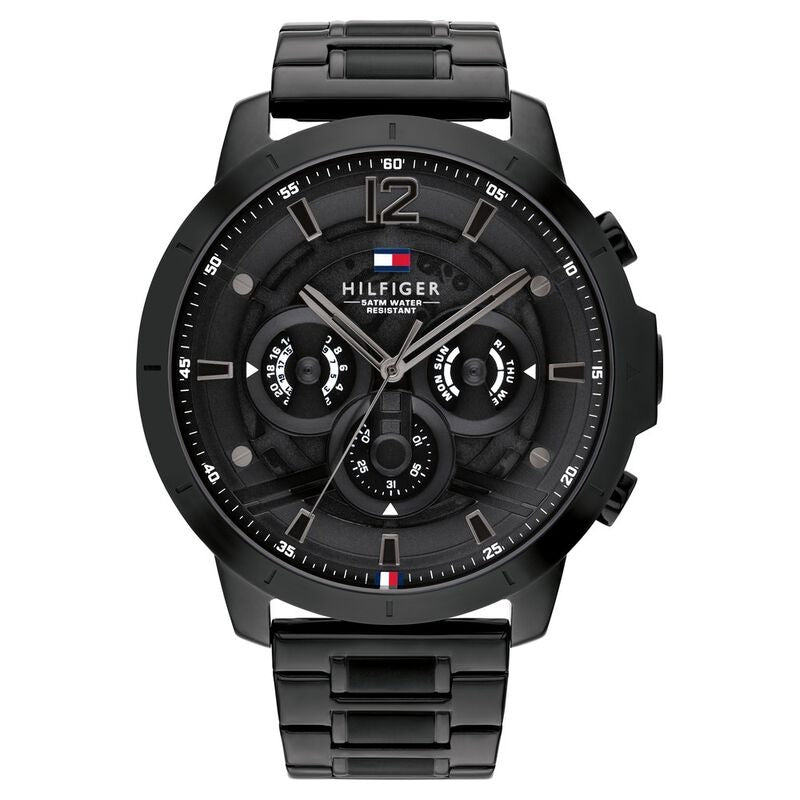 Tommy Hilfiger Multifunction Black Dial Stainless Steel Strap Watch for Men