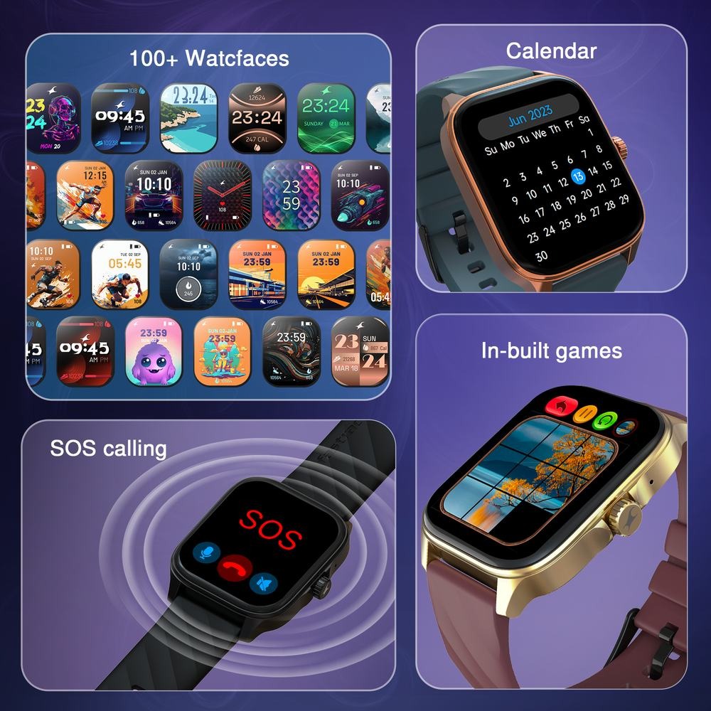 Fastrack New Astor FS1 PRO Smartwatch, Large Super AMOLED Display 5 CM AOD, NextGen Chipset lag Free & Fast Experience