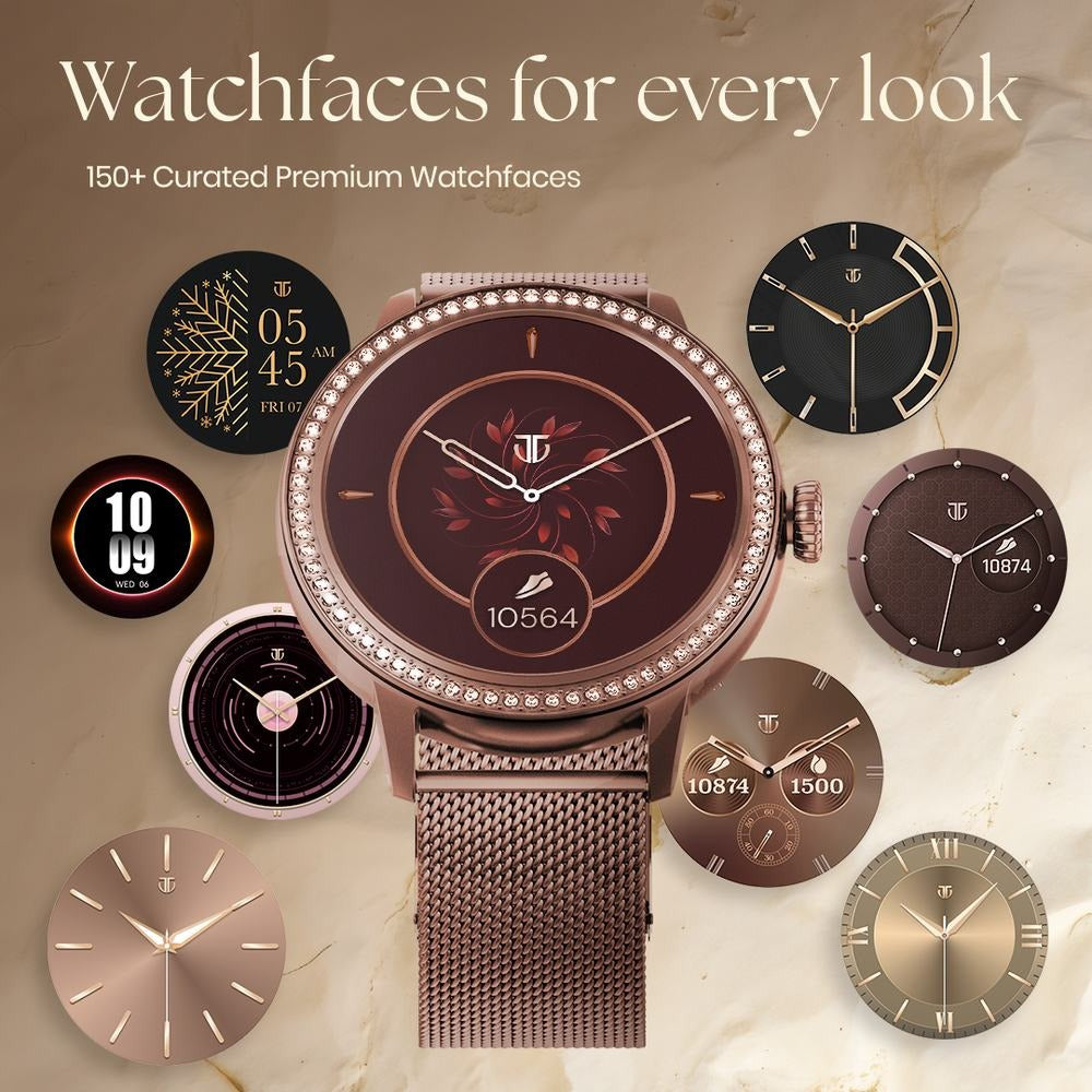 Titan Valerie Premium Smartwatch with AllÂ 316L SS construction, Skin Temp. Sensor, Womenâ€™s Health, SingleSync BT Calling