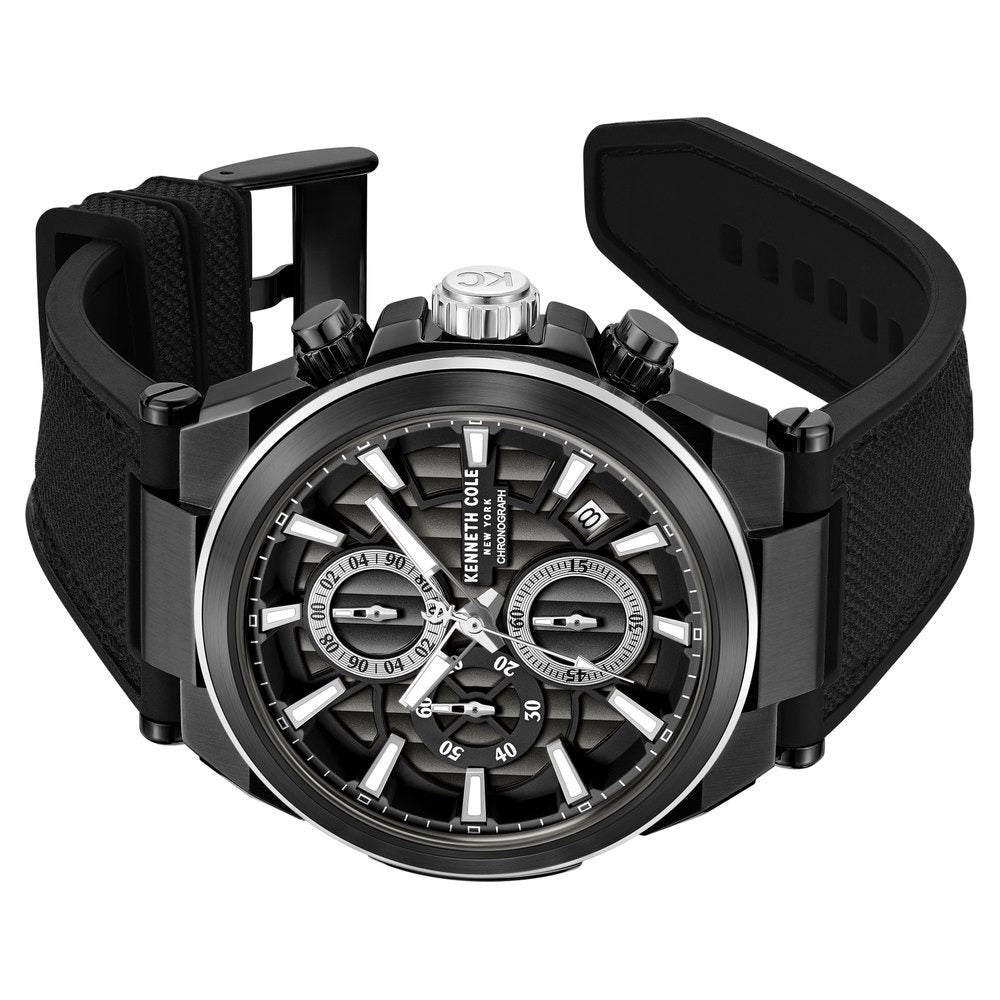 Kenneth Cole Quartz Multifunction Black Dial Black Colour Silicone Strap Watch For Men