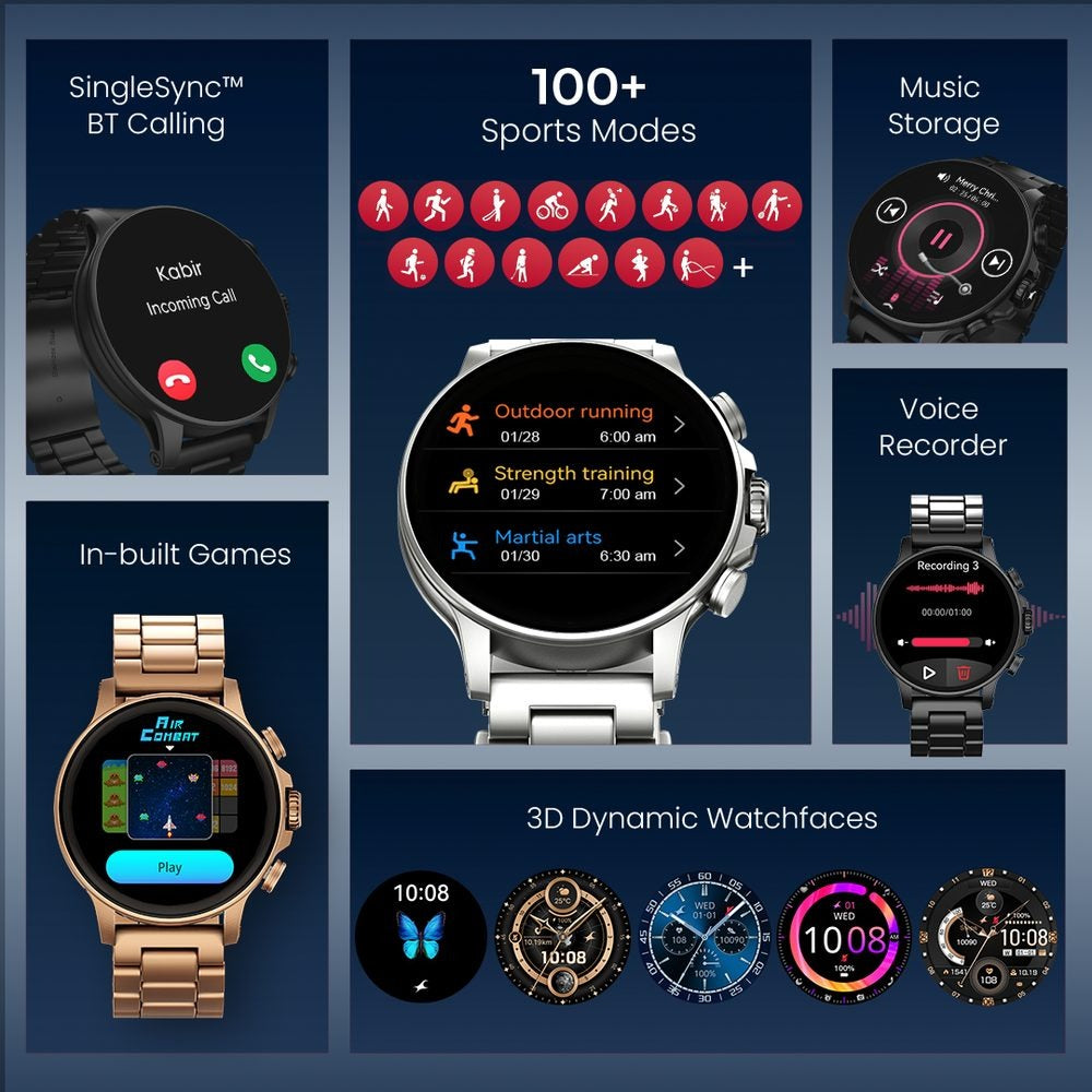 Fastrack Marvellous FX2 Unisex Smart Watch With Silver Metal Strap
