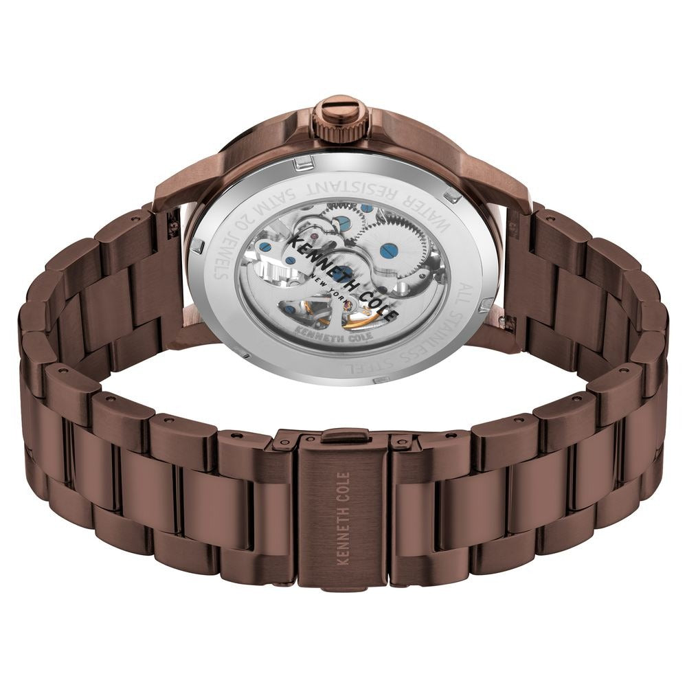 Kenneth Cole Automatic Silver Dial Leather Strap Watch for Men
