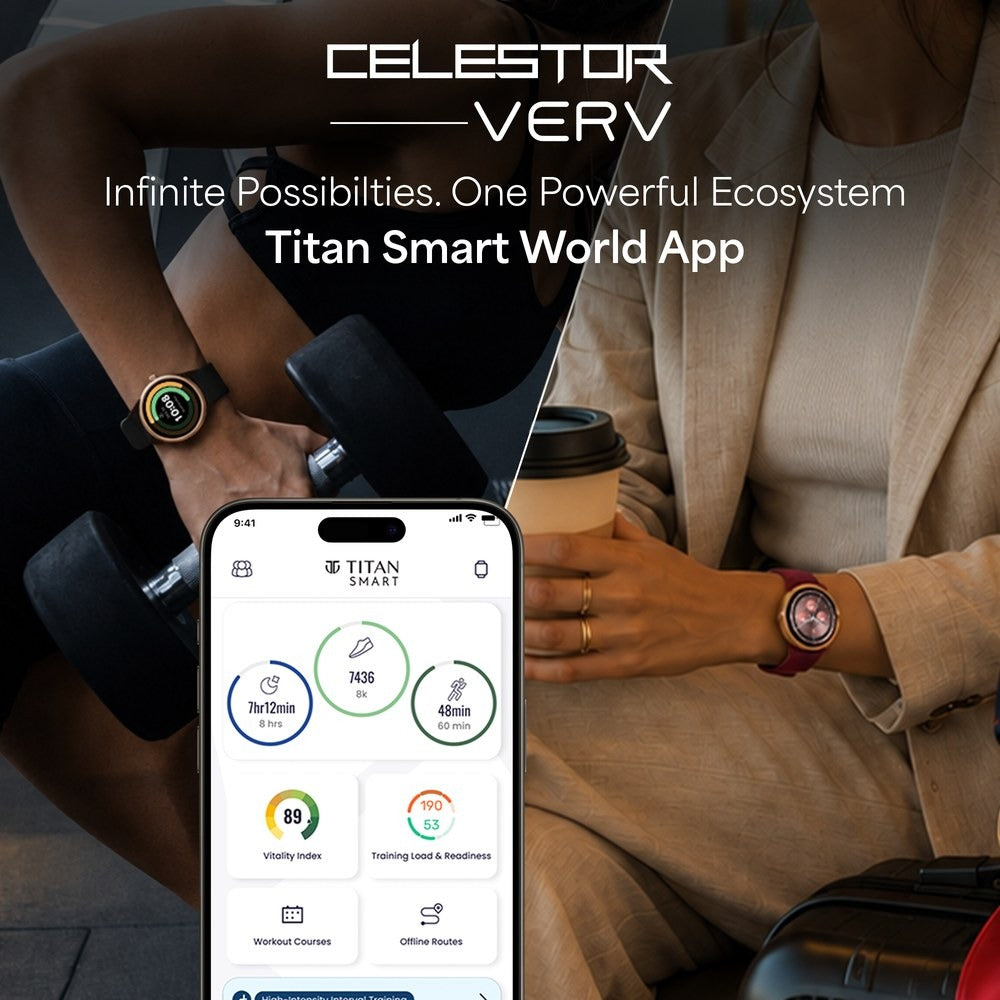 Titan Celestor Verv Women Smartwatch with 1.19" AMOLED Display, Training Load and Readiness, Zone Based Training