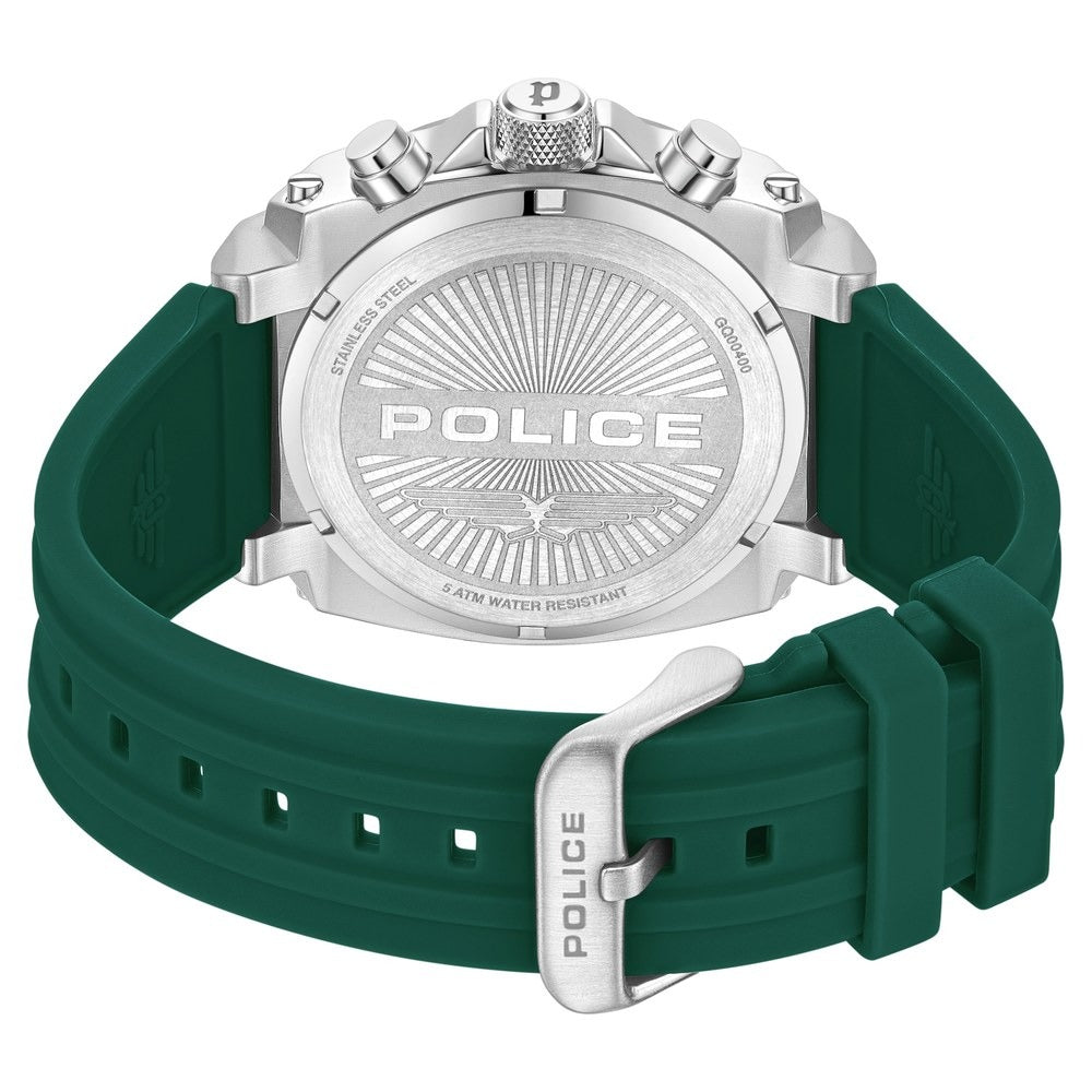 Police Multifunction Green Dial Green Color Silicone Strap Watch For Men