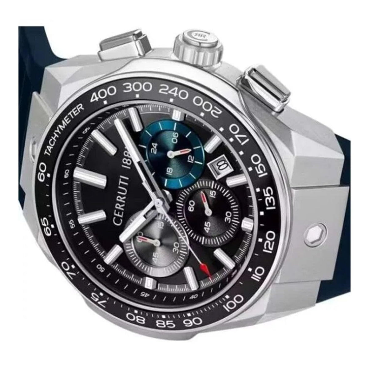 Cerruti FW24 with Chronograph Black Dial Blue Silicon Strap Watch for Men