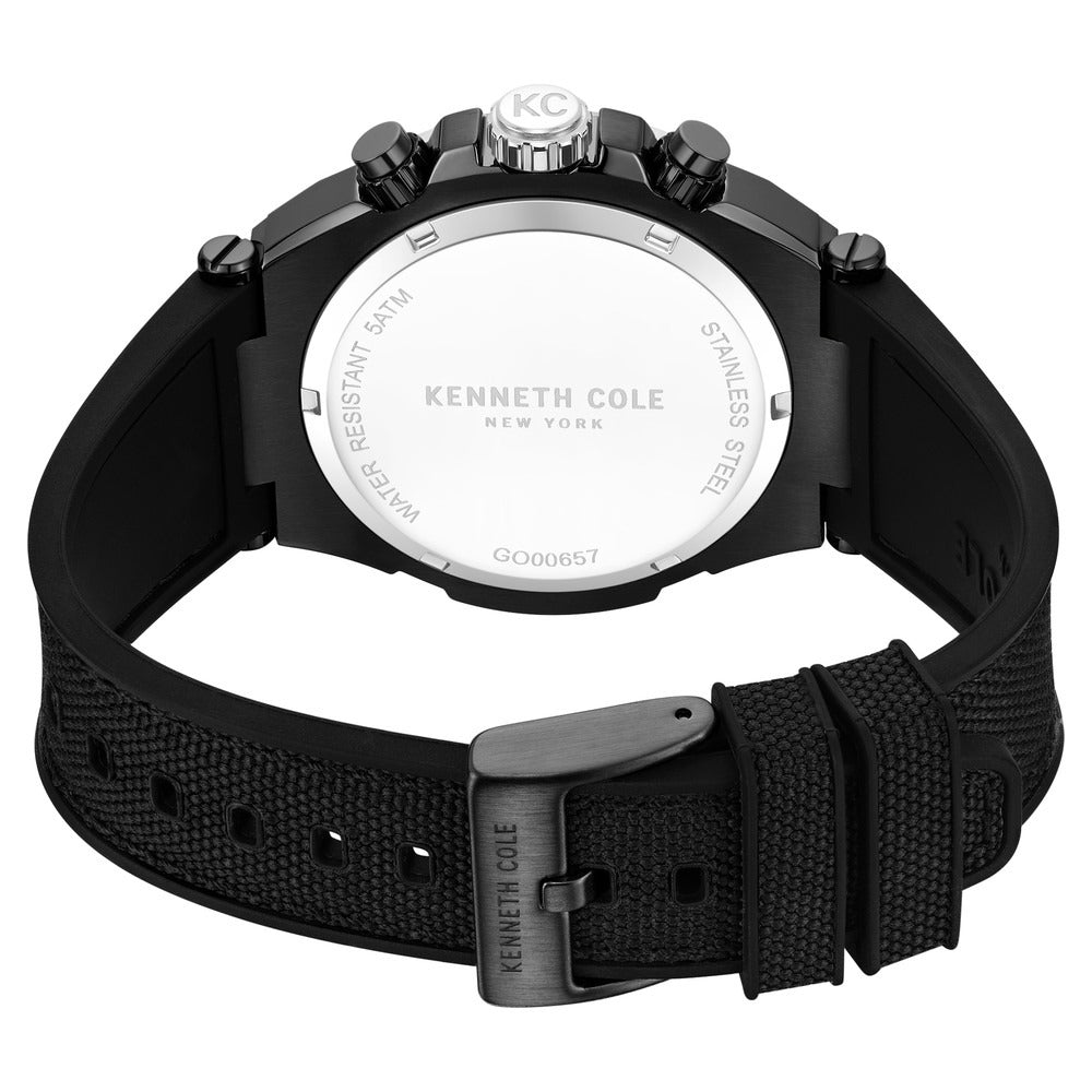 Kenneth Cole Quartz Multifunction Black Dial Black Colour Silicone Strap Watch For Men