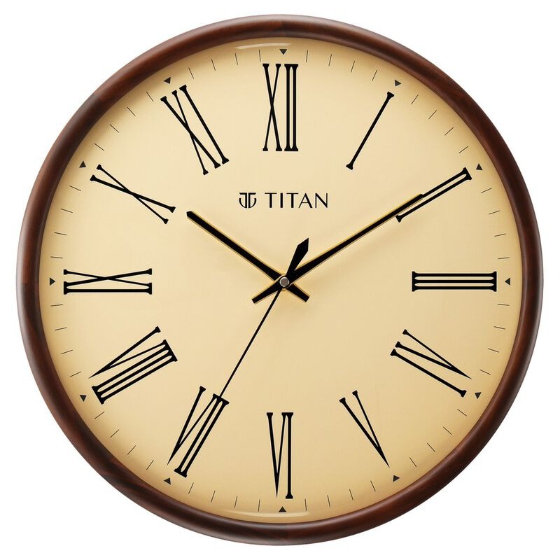 Titan Classic Wooden Wall Clock in Roman Numerals with Silent Sweep - 41.5 cm x 41.5 cm (Large)