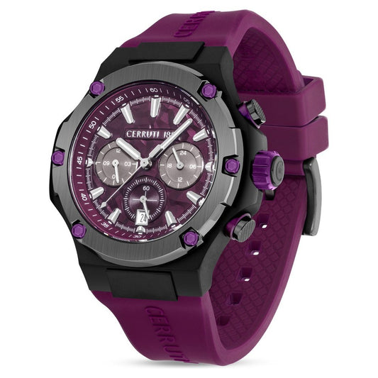 Cerruti 1881 Purple Dial Silicone Strap Watch for Men
