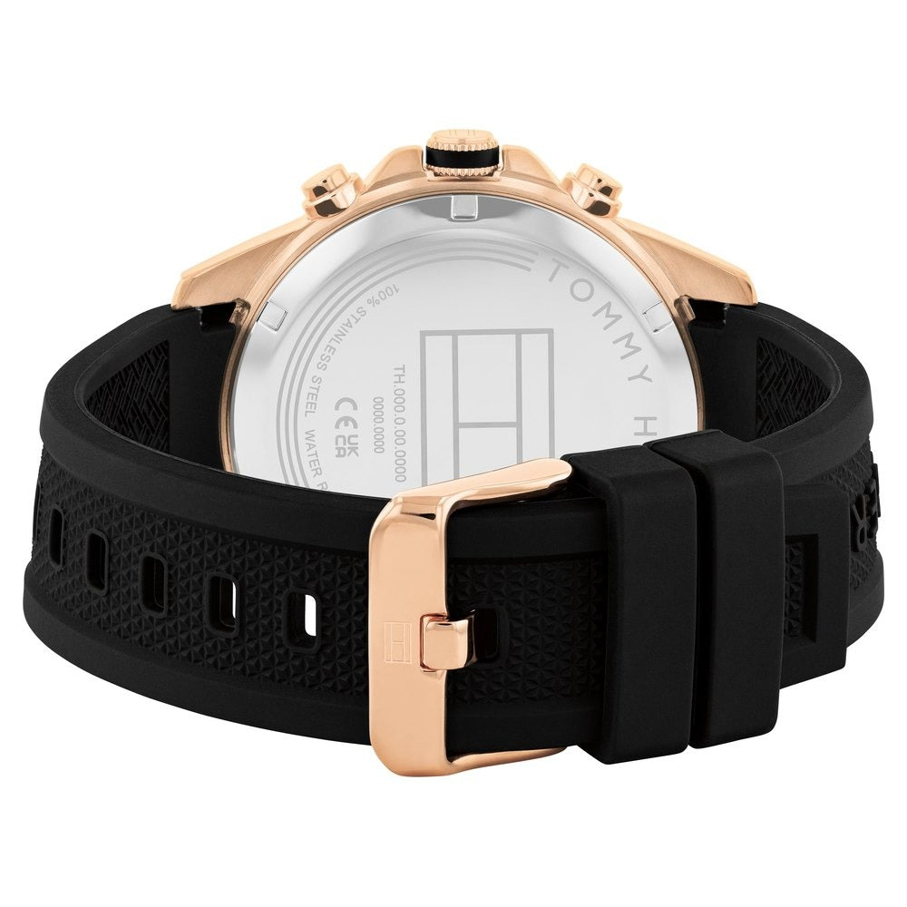 Tommy Hilfiger Multifunction Black Dial Silicone Strap Watch For Men
