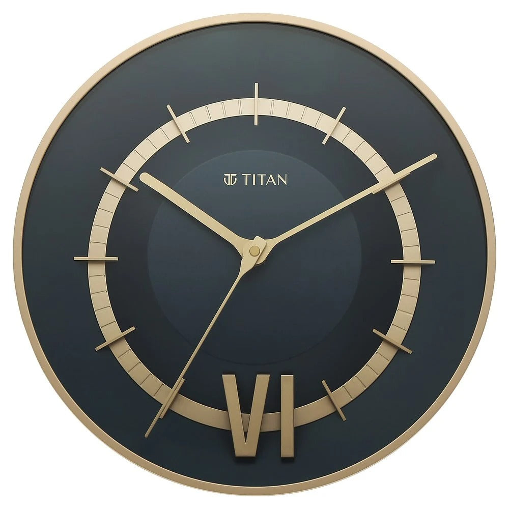 Titan Contemporary Wall Clock with Blue Dial Silent Sweep Technology - 32 cm x 32 cm (Medium)