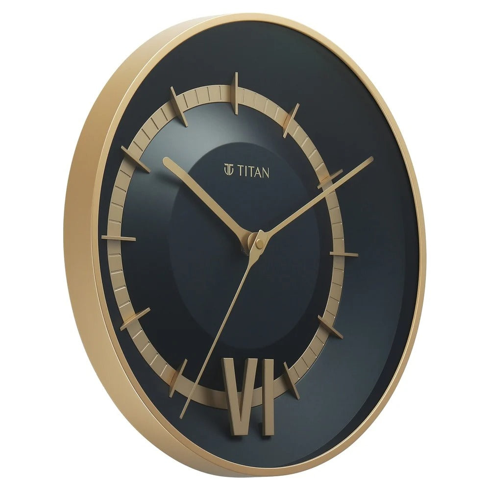 Titan Contemporary Wall Clock with Blue Dial Silent Sweep Technology - 32 cm x 32 cm (Medium)