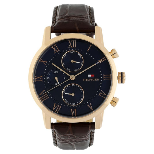 Tommy Hilfiger Quartz Multifunction Blue Dial Leather Strap Watch for Men