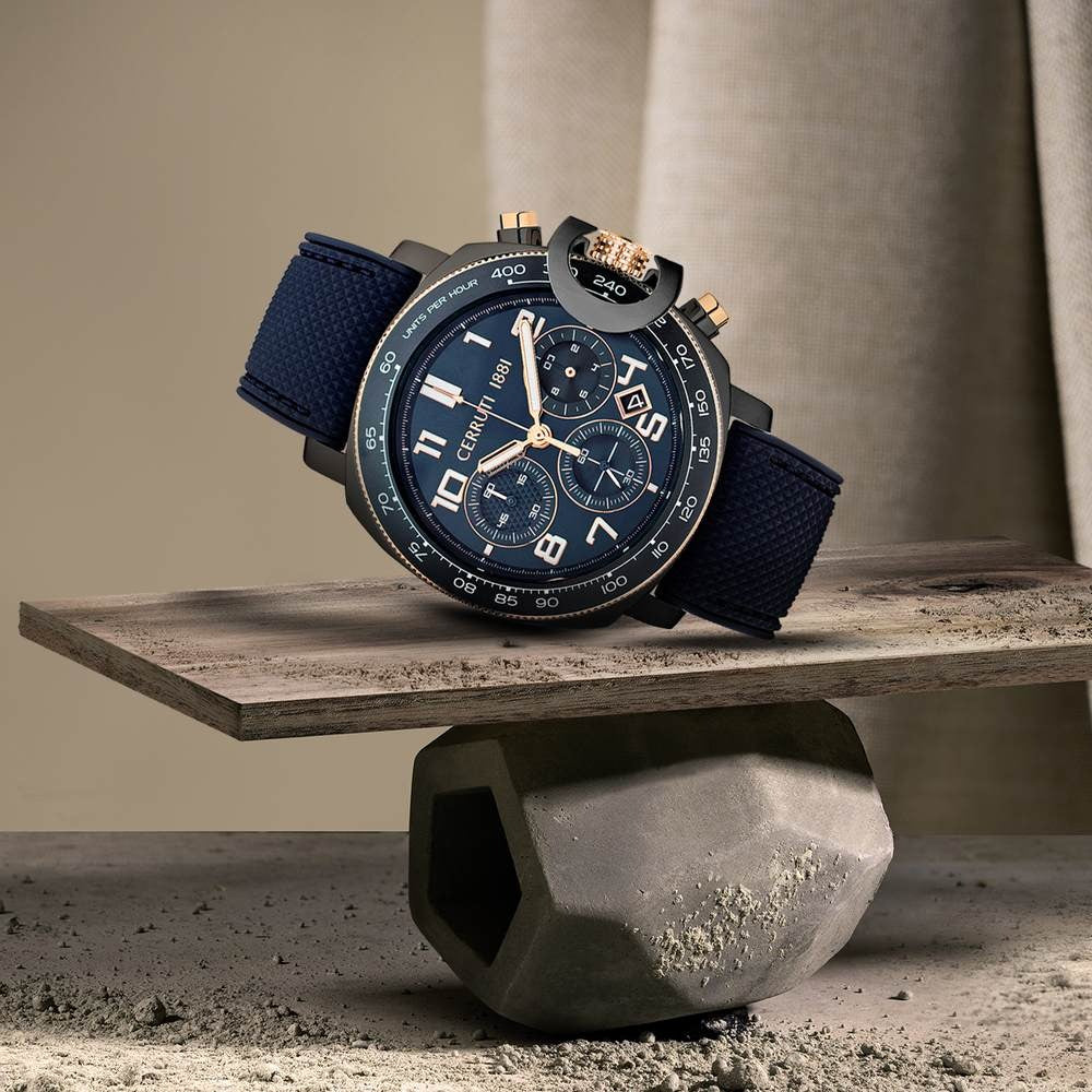 Cerruti 1881 Blue Dial Silicone Strap Watch for Men