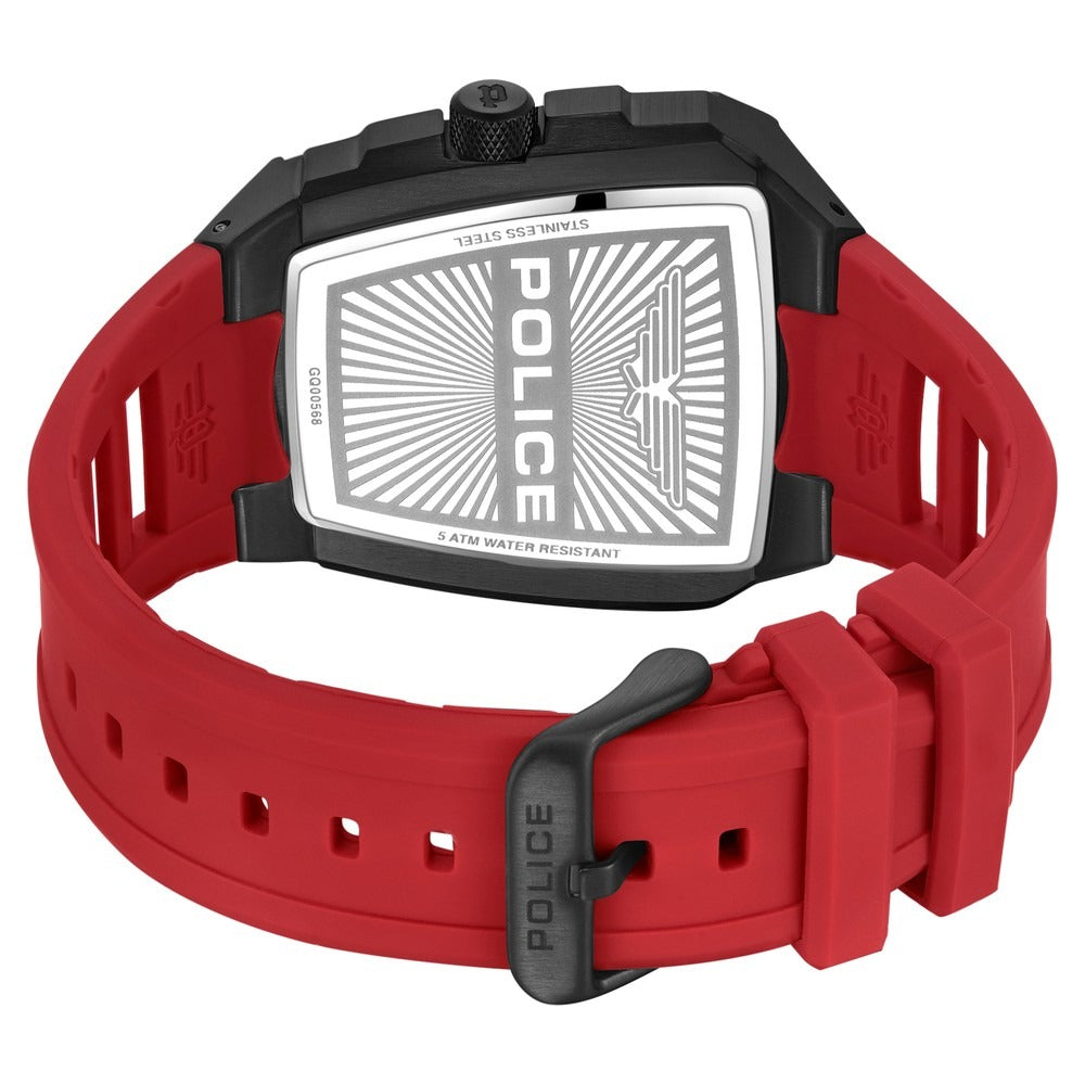 Police Men's Tough Gear KL Rahul Edition Multifunction Watch with Red Silicone Strap